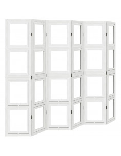 Divisorio Ambienti 6Pannelli Bianco Legno Massello di Paulownia 2