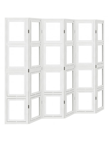 Divisorio Ambienti 6Pannelli Bianco Legno Massello di Paulownia