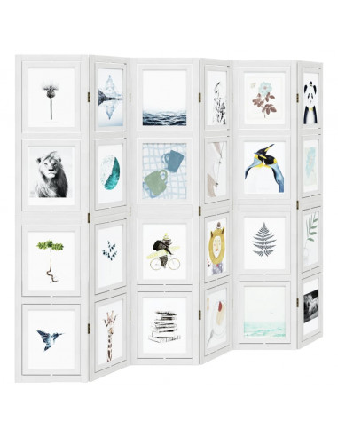 Divisorio Ambienti 6Pannelli Bianco Legno Massello di Paulownia