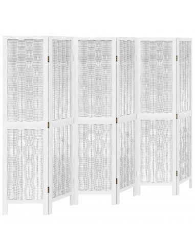 Divisorio Ambienti 6Pannelli Bianco Legno Massello di Paulownia