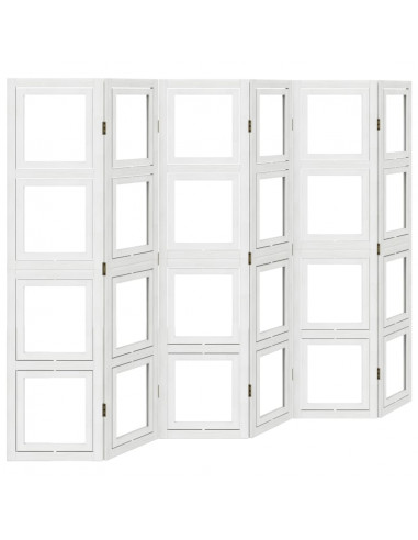 Divisorio Ambienti 6Pannelli Bianco Legno Massello di Paulownia