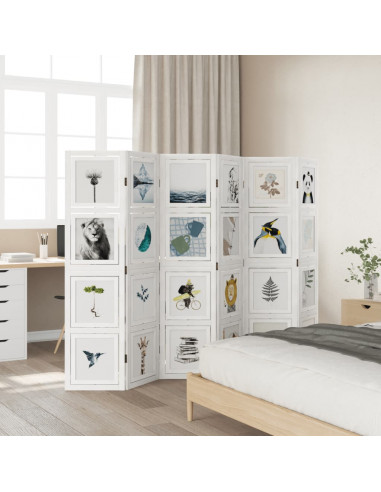 Divisorio Ambienti 6Pannelli Bianco Legno Massello di Paulownia