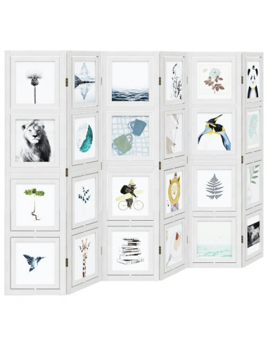 Divisorio Ambienti 6Pannelli Bianco Legno Massello di Paulownia