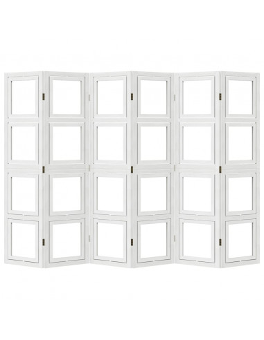 Divisorio Ambienti 6Pannelli Bianco Legno Massello di Paulownia