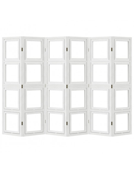 Divisorio Ambienti 6Pannelli Bianco Legno Massello di Paulownia