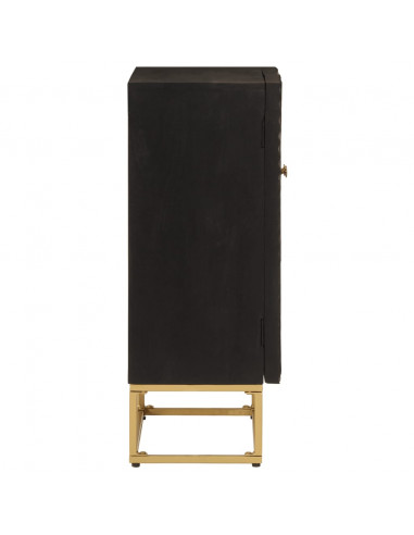 Credenza Nera 55x30x76 cm in Legno Massello di Mango e Ferro