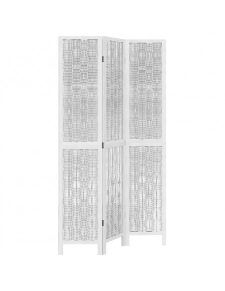 Divisorio Ambienti 3Pannelli Bianco Legno Massello di Paulownia