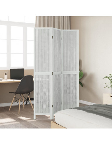 Divisorio Ambienti 3Pannelli Bianco Legno Massello di Paulownia