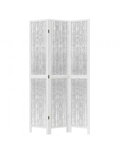 Divisorio Ambienti 3Pannelli Bianco Legno Massello di Paulownia