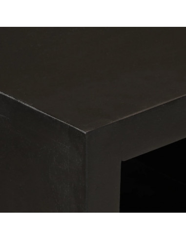 Credenza Nera 55x30x76 cm in Legno Massello di Mango e Ferro