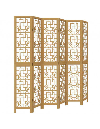 Divisorio Ambienti 6 Pannelli Marrone Legno Massello Paulownia