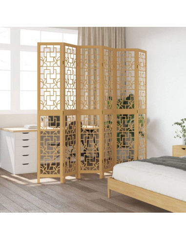 Divisorio Ambienti 6 Pannelli Marrone Legno Massello Paulownia