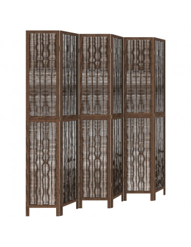 Divisorio Ambienti 6 Pannelli Marrone Scuro Massello Paulownia