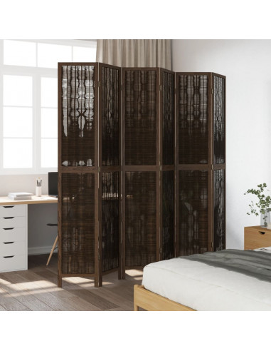 Divisorio Ambienti 6 Pannelli Marrone Scuro Massello Paulownia