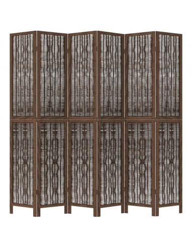 Divisorio Ambienti 6 Pannelli Marrone Scuro Massello Paulownia