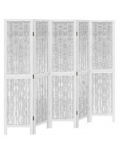 Divisorio Ambienti 5Pannelli Bianco Legno Massello di Paulownia 2