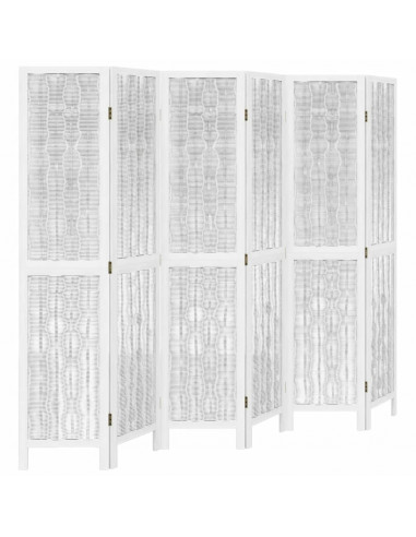 Divisorio Ambienti 6Pannelli Bianco Legno Massello di Paulownia