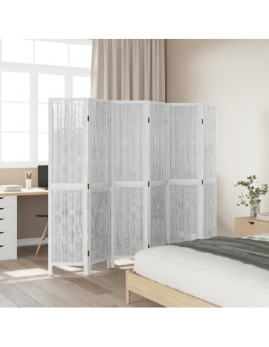 Divisorio Ambienti 6Pannelli Bianco Legno Massello di Paulownia