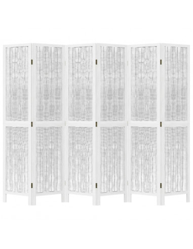 Divisorio Ambienti 6Pannelli Bianco Legno Massello di Paulownia