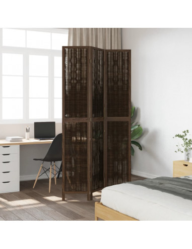 Divisorio Ambienti 3 Pannelli Marrone Scuro Massello Paulownia