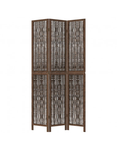 Divisorio Ambienti 3 Pannelli Marrone Scuro Massello Paulownia