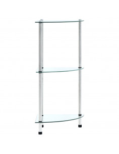 Scaffale a 3 Livelli Trasparente 30x30x67 cm in Vetro Temperato 2