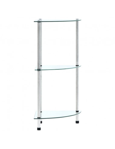 Scaffale a 3 Livelli Trasparente 30x30x67 cm in Vetro Temperato
