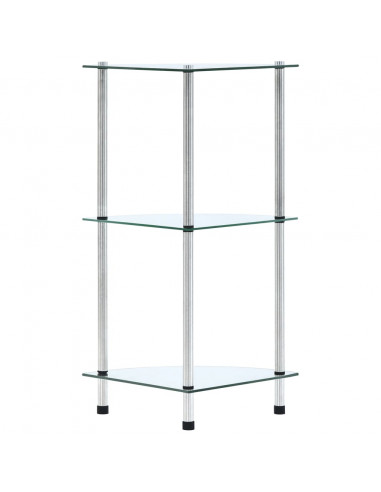 Scaffale a 3 Livelli Trasparente 30x30x67 cm in Vetro Temperato