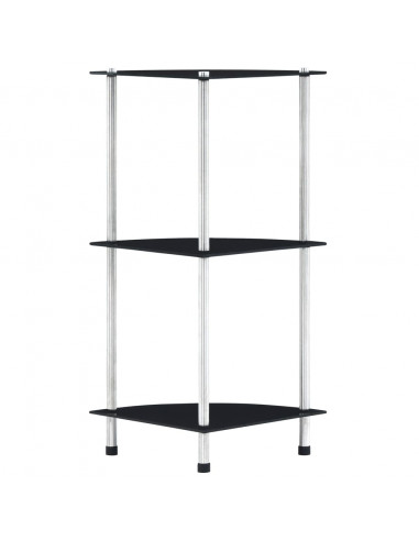 Scaffale a 3 Livelli Nero 30x30x67 cm in Vetro Temperato