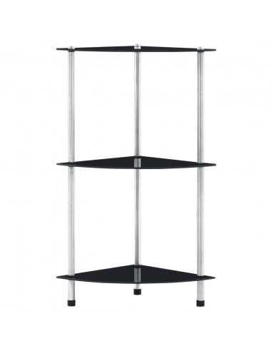 Scaffale a 3 Livelli Nero 30x30x67 cm in Vetro Temperato