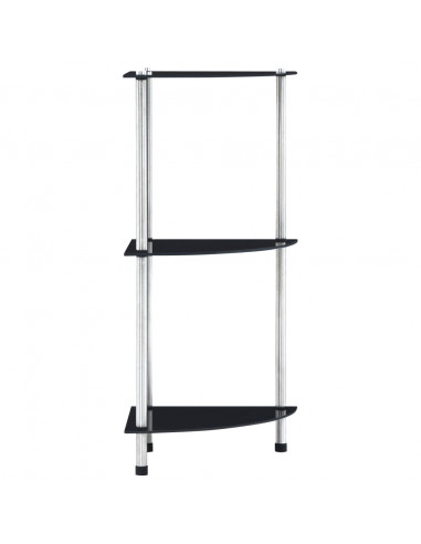 Scaffale a 3 Livelli Nero 30x30x67 cm in Vetro Temperato