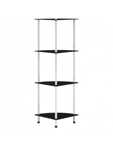 Scaffale a 4 Livelli Nero 30x30x100 cm in Vetro Temperato