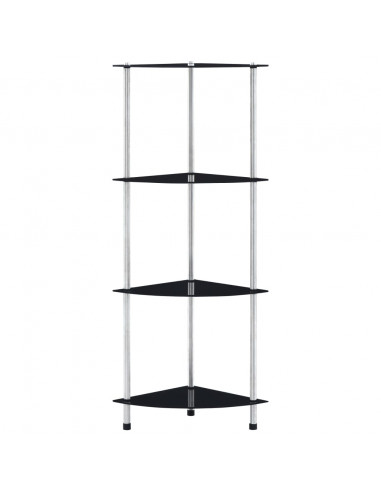 Scaffale a 4 Livelli Nero 30x30x100 cm in Vetro Temperato
