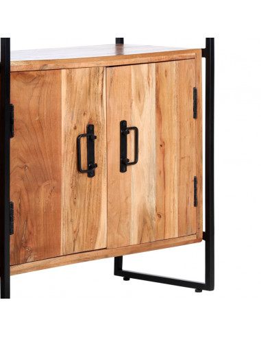 Libreria a 4 Livelli 80x30x180 cm in Legno Massello di Acacia