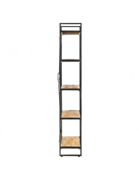 Libreria a 5 Ripiani 90x30x180 cm in Legno Massello di Mango