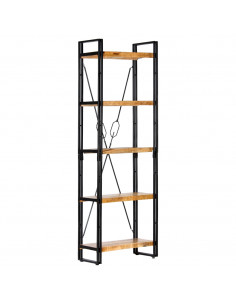 Libreria a 5 Ripiani 60x30x180 cm in Legno Massello di Mango 2