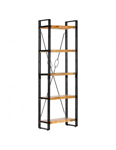 Libreria a 5 Ripiani 60x30x180 cm in Legno Massello di Mango