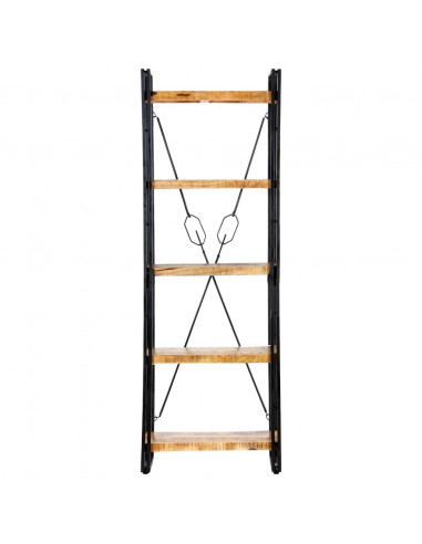 Libreria a 5 Ripiani 60x30x180 cm in Legno Massello di Mango