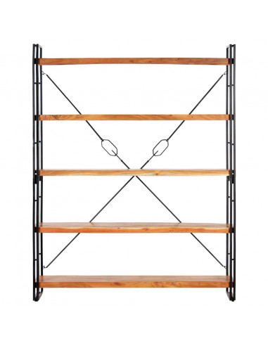 Libreria a 5 Ripiani 140x30x180 cm in Legno Massello di Acacia