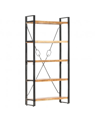 Libreria a 5 Ripiani 90x30x180 cm in Legno Massello di Acacia