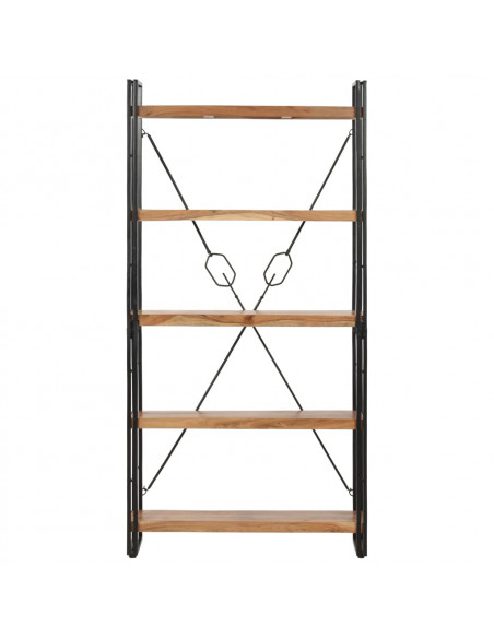 Libreria a 5 Ripiani 90x30x180 cm in Legno Massello di Acacia
