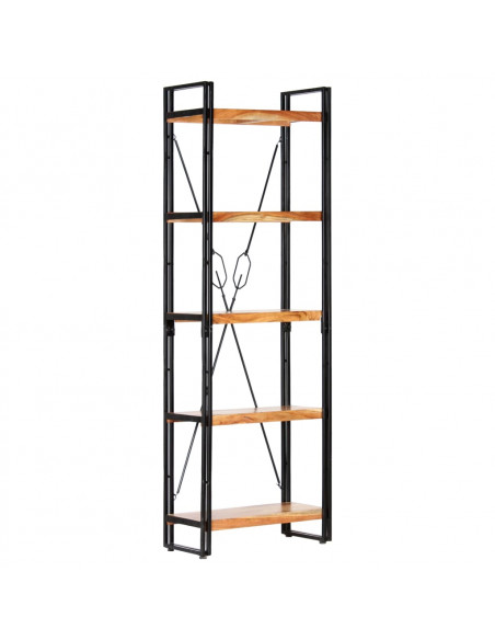 Libreria a 5 Ripiani 60x30x180 cm in Legno Massello di Acacia