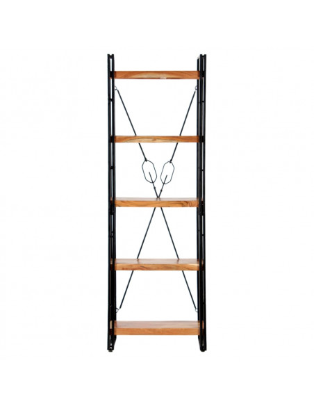 Libreria a 5 Ripiani 60x30x180 cm in Legno Massello di Acacia