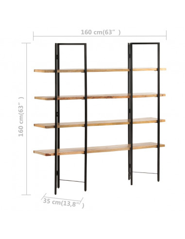 Libreria a 4 Livelli 160x35x160 cm in Legno Massello di Mango