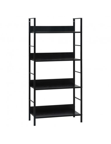 Scaffale Libri 4 Ripiani Nero 60x27,6x124,5cm Legno Multistrato