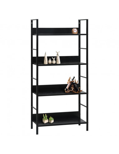 Scaffale Libri 4 Ripiani Nero 60x27,6x124,5cm Legno Multistrato