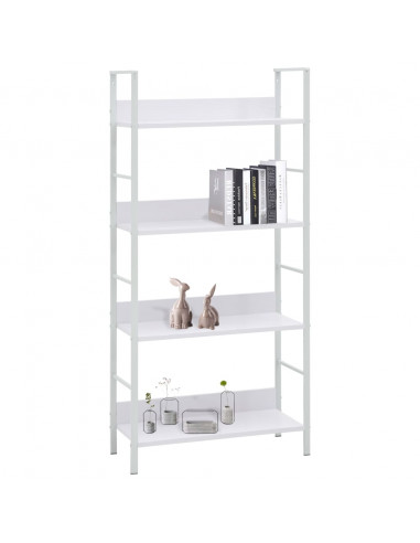 Scaffale Libri 4 Ripiani Bianco 60x27,6x124,5 Legno Multistrato