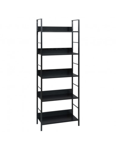 Scaffale Libri 5 Ripiani Nero 60x27,6x128,5cm Legno Multistrato