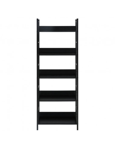 Scaffale Libri 5 Ripiani Nero 60x27,6x128,5cm Legno Multistrato