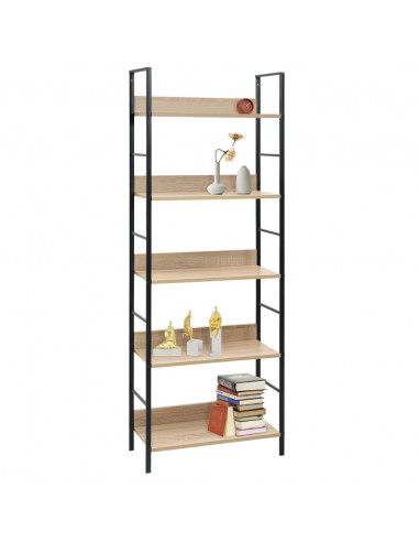 Scaffale Libri 5 Ripiani Rovere 60x27,6x158,5 Legno Multistrato